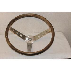 Vintage 3 Spoke Wood Steering Wheel – Classic Cars – Stainless Steel Spokes